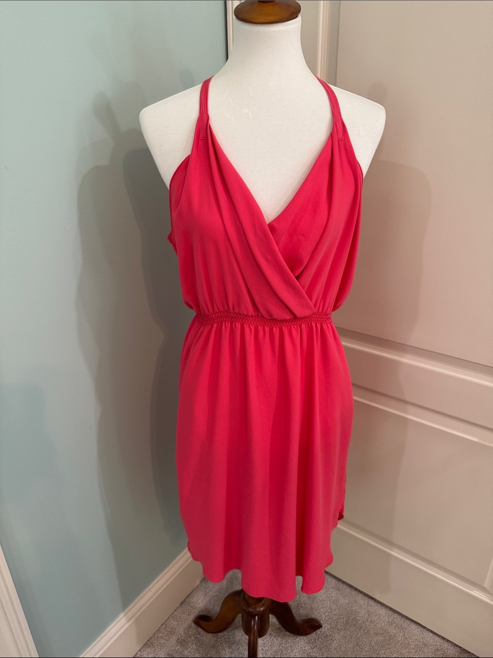 Wilfred Pink Halter Faux-Wrap Dress